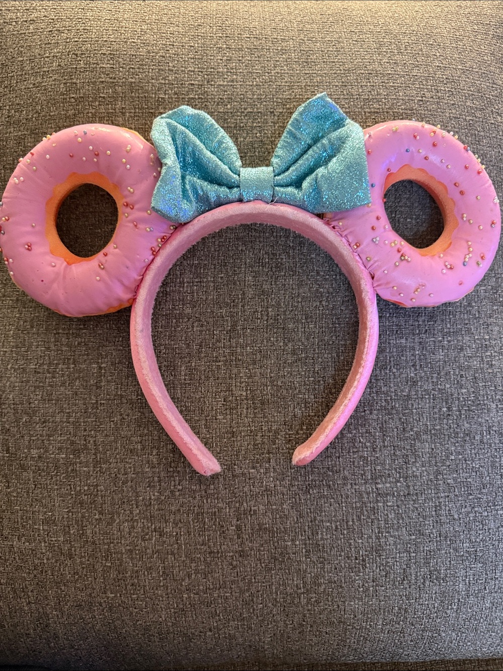 Pink Donut Minnie Ears with Blue Bow